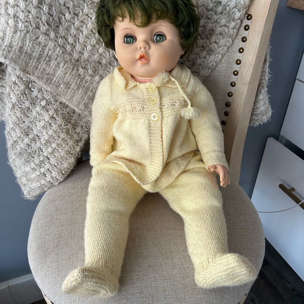 Vintage Yellow Knit Doll Outfit - Picture 1 of 5